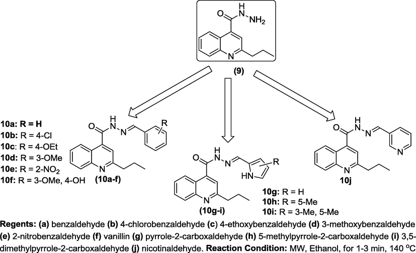N′-(Substitutedbenzylidene)-2-propylquinoline-4-carbohydrazide, 10a-j.