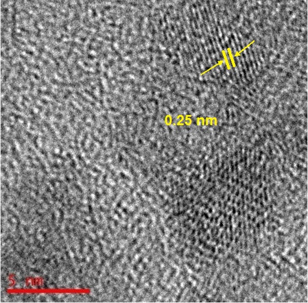 The electron diffraction pattern of J. regia/iron oxide nanoparticles by using the HR-TEM image.