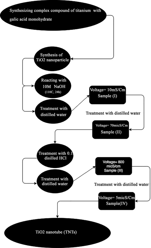 Different steps to synthesis TNTs.