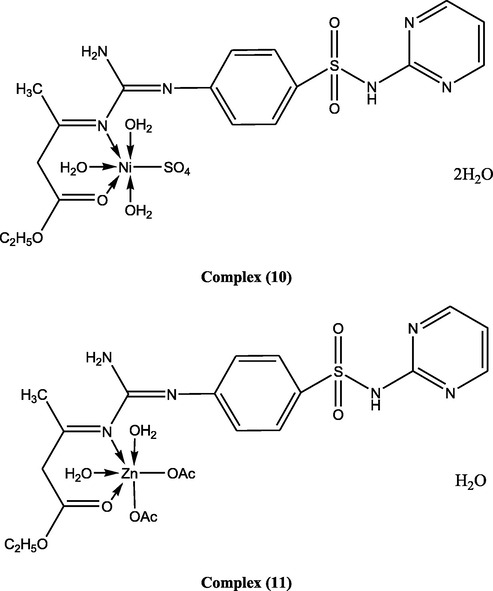 Suggested structures of ligand and its metal complexes.