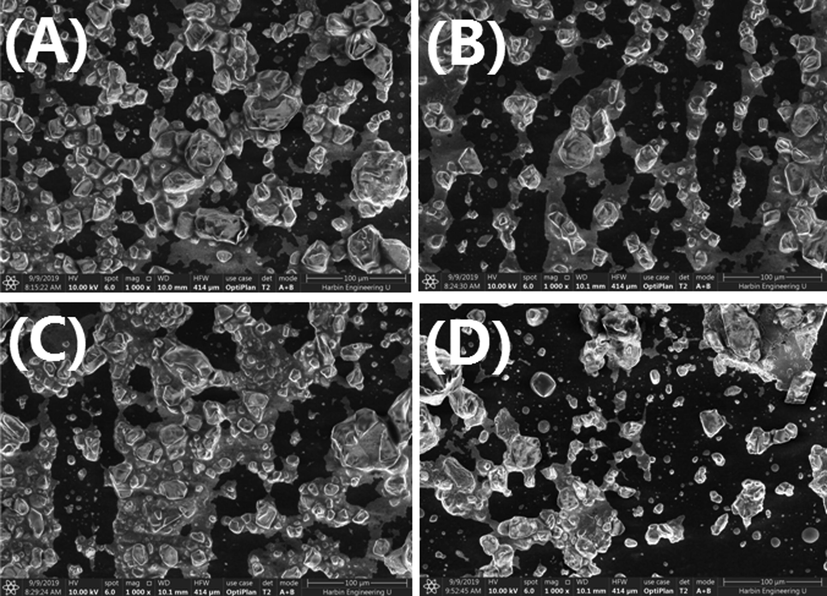 Scanning electron microscopy image of AgNps using (a) onion extract and (b) Tomato extract (c) Acacia catechu and (d) COT.