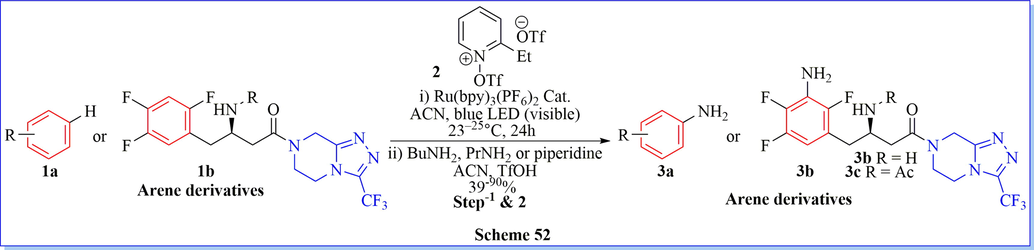 Synthesis of amine derivative using pyridinium radical cation.