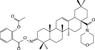 Formula of active oleanolic acid oxime and aspirin conjugate (ASAOxOAM) (Bednarczyk-Cwynar et al., 2016).