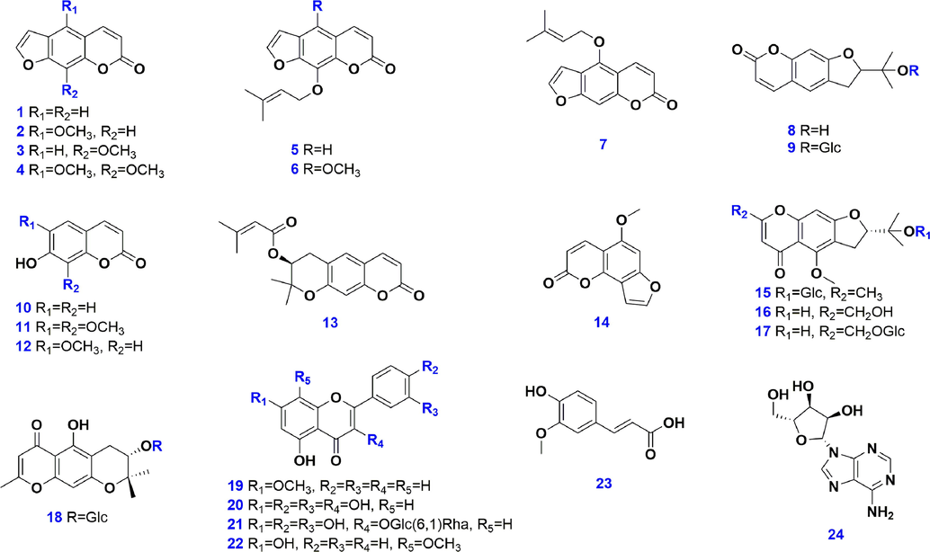 Chemical structures of 24 reference compounds used in the current work.