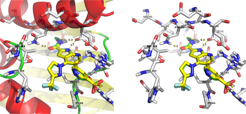 Method validation using crystallised and docked ligand with 4EMV receptor.