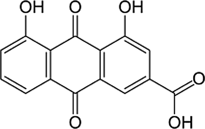 Chemical structure of rhein.