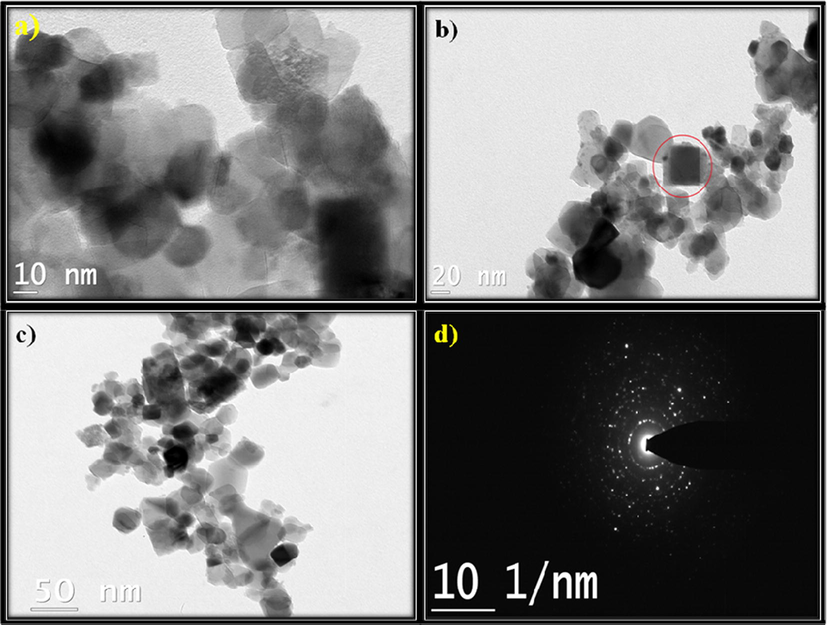 HR-TEM images and SAED pattern of N6P.