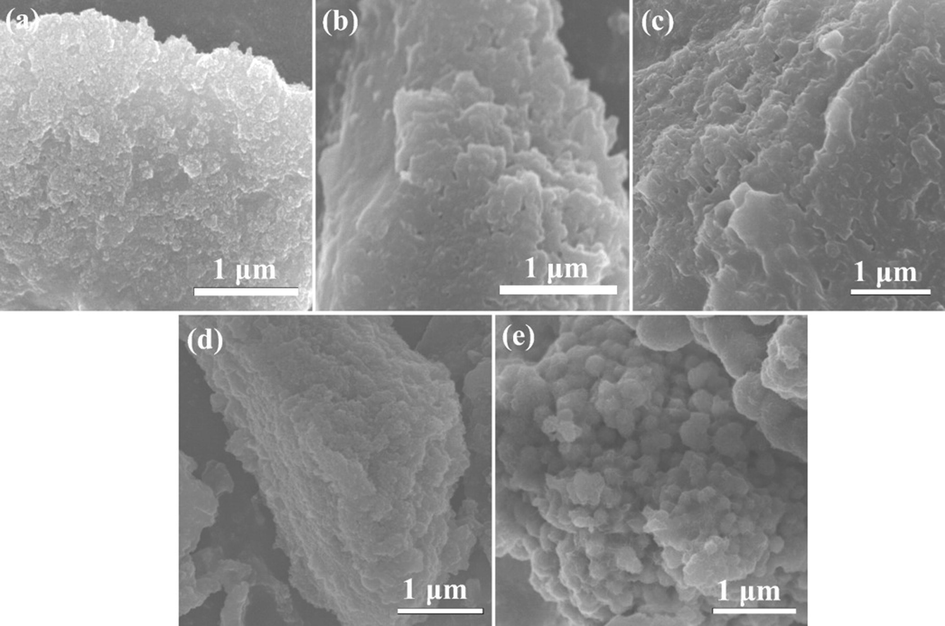 SEM images of (a) S0, (b) S1, (c) S2, (d) S3 and (e) S4 samples.