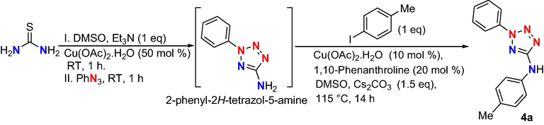 Synthesis of 2-phenyl-N-p-tolyl-2H-tetrazol-5-amine.