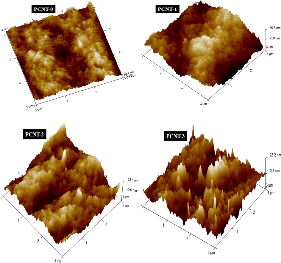 3D AFM analysis images of membranes.