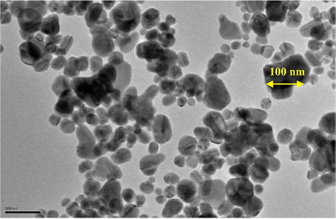 TEM image of ZnO nanoparticles.