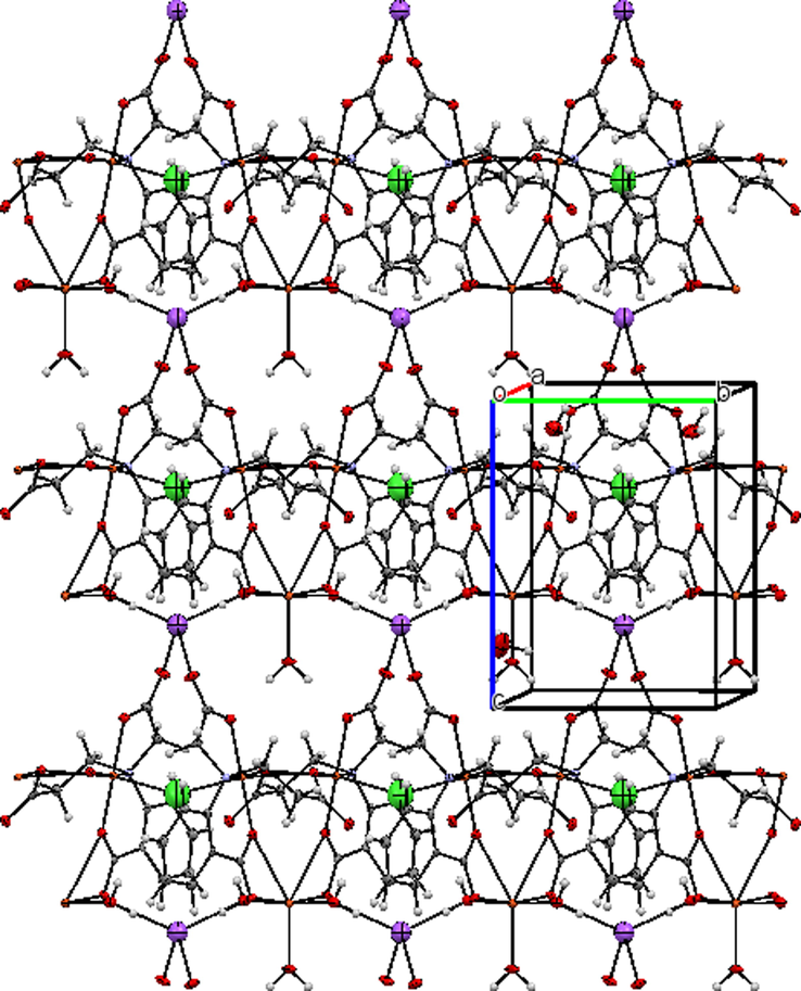 A portion of the crystal packing showing two-dimensional undulated layer parallel to the [10–1] plane.