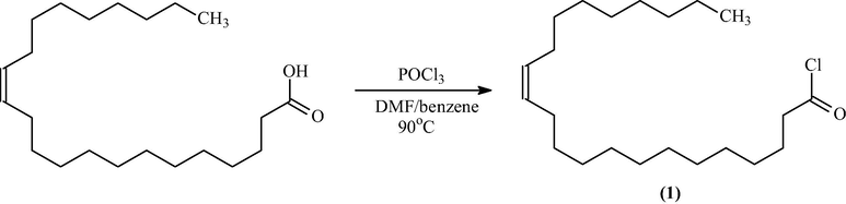 Schematic diagram of synthesis of acid chloride (1).