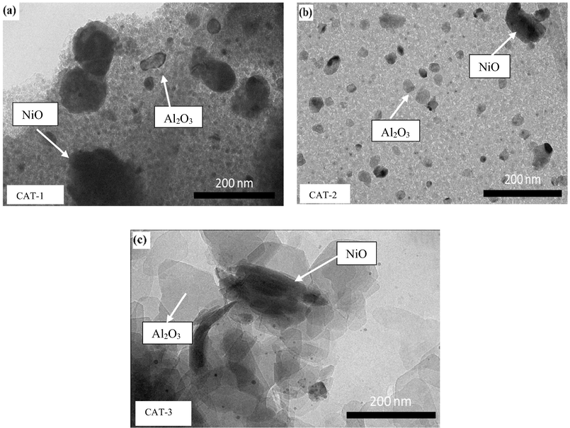 TEM micrographs of calcined samples.