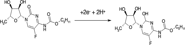 The reduction mechanism of capecitabine.