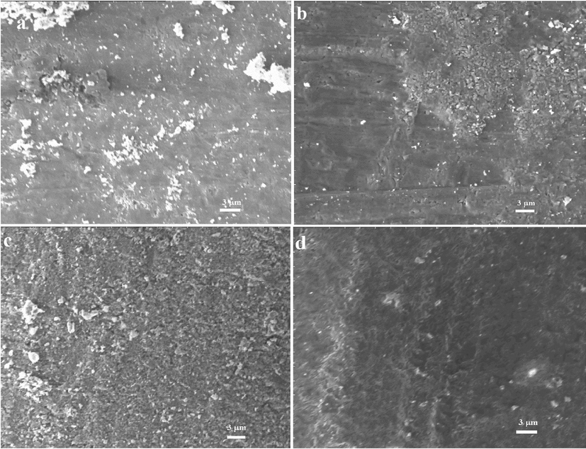 (a, b, c and d): SEM micrographs of TiO2 samples annealed 600, 700, 800 and 900 °C respectively.