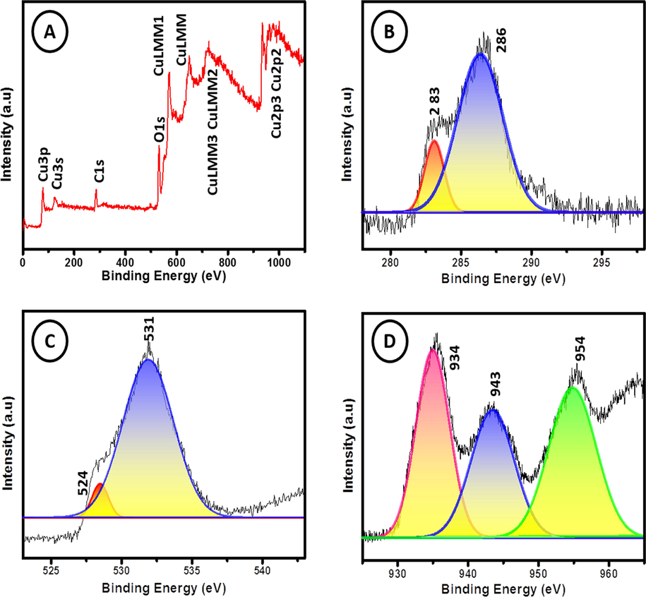 XPS spectrum of GO-CuO nanocomposites.