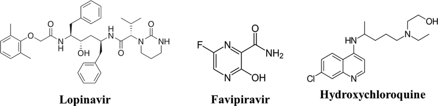 Chemical structure of repurposed antiviral drugs.