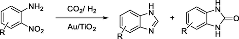 Synthesis of benzimidazole derivatives using gold nano particle catalysts.