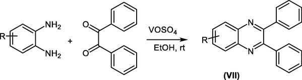 Reaction of o-phenylenediamine with ketone using VOSO4 as a catalyst.