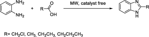 Synthesis of benzimidazole derivative under microwave irradiation.