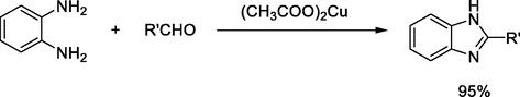 Copper acetate catalyzed synthesis of benzimidazole derivatives.