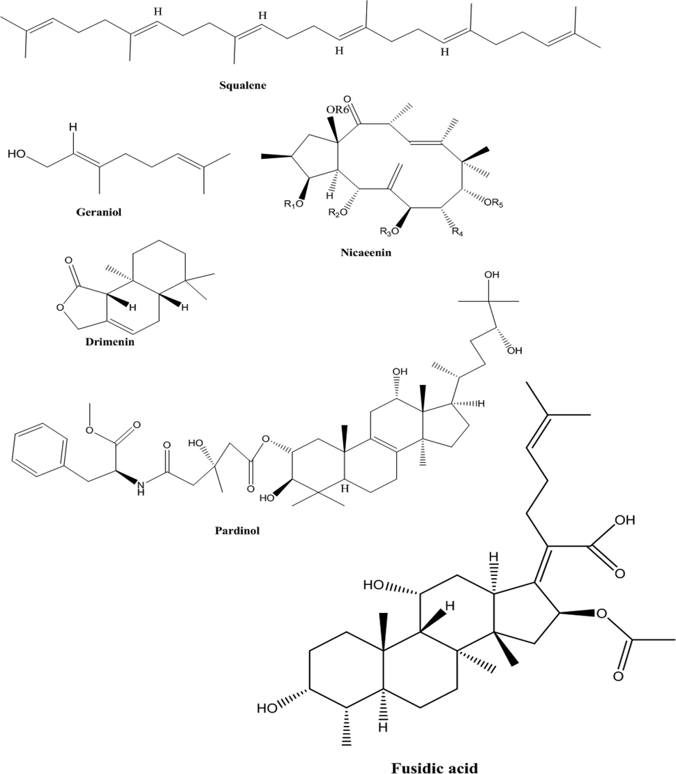 Structures of identified terpenoids.