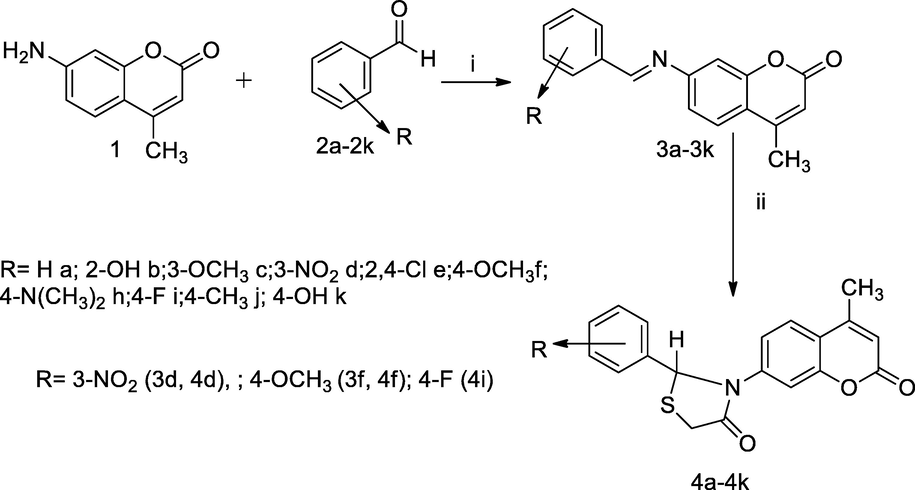 4-Methyl coumarin bearing thiazolidinone moiety.