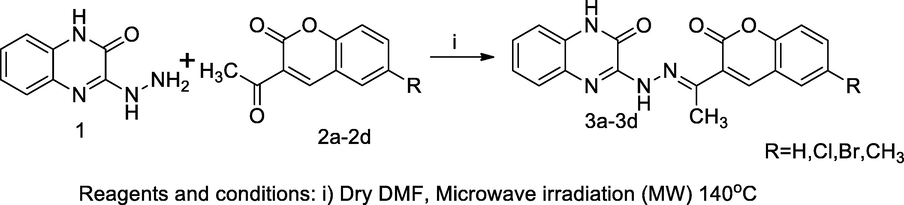 2-Quinoxalone-coumarin hydrazone derivatives.