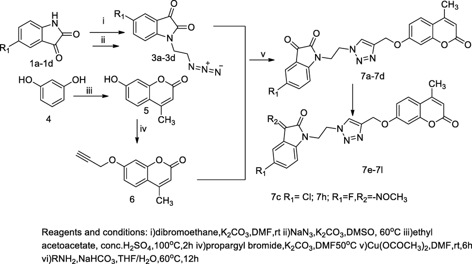 Isatin- linked 1, 2, 3-triazole with coumarin.