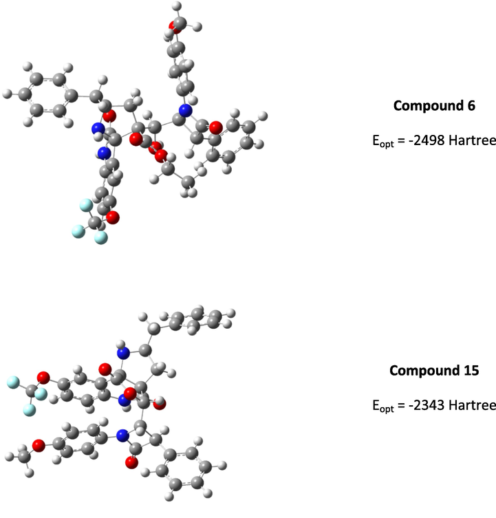 Optimized structure of the compounds 6 and 15.