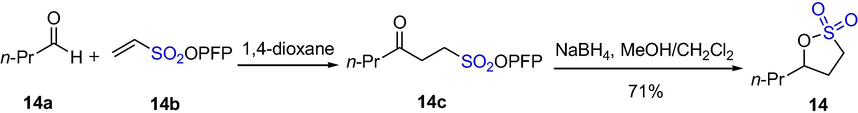 The synthesis of sultones by hydroacylation–elimination.