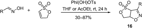 The synthesis of sultones by iodine-catalyzed cycloaddition.