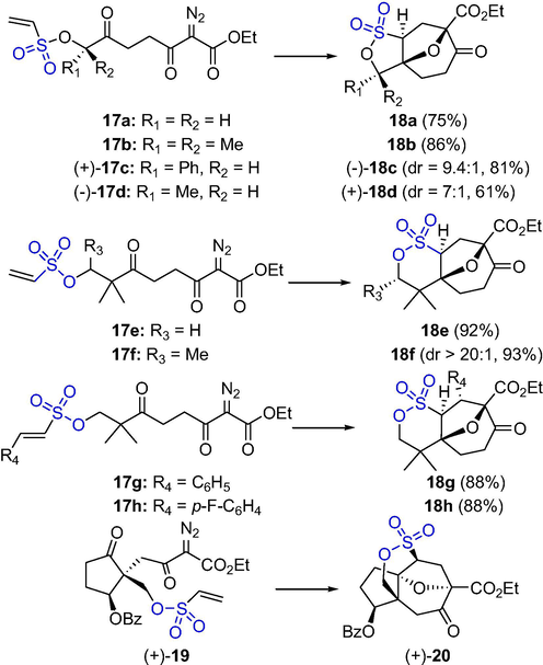 The synthesis of sultones by Rh-catalyzed cycloaddition.