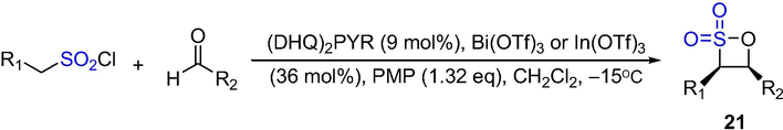 The synthesis of β-sultones by (2 + 2) cycloaddition.