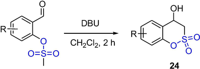 The synthesis of δ-sultones by DBU-catalyzed aldol cyclization.