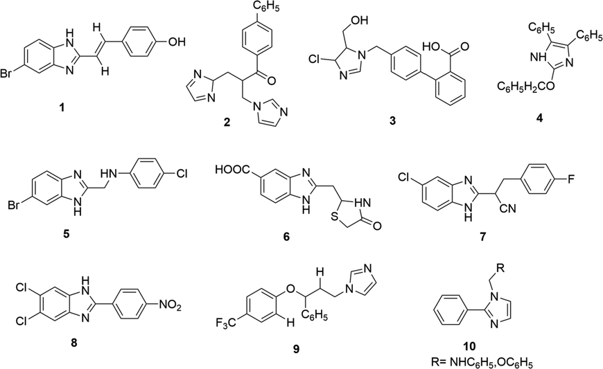 Imidazole-based derivatives having diverse biological activities.