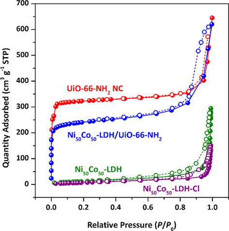 N2 adsorption–desorption isotherms of the samples at 77 K.