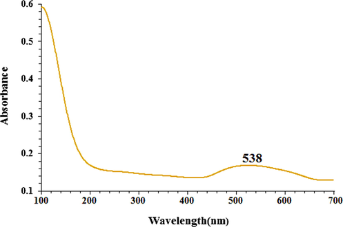 The UV–Vis spectrum of biosynthesized AuNPs.