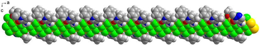 The sandwich structure of the [Cd7Cl14L2(EtOH)2]n ribbon.