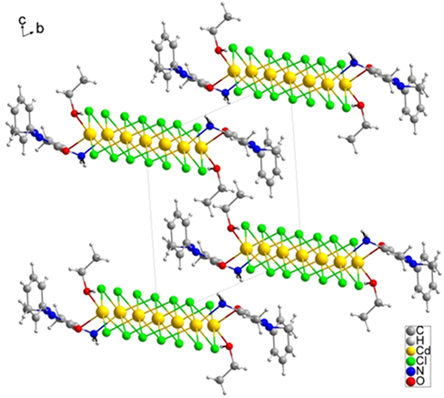 The [Cd7Cl14L2(EtOH)2]n ribbons are isolated without weak interactions.