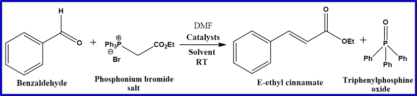 Reaction of intermediate phosphonium bromide salt with Benzaldehyde.