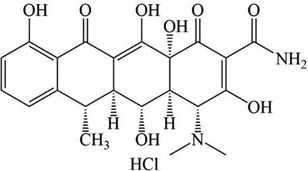 Molecular structure of protonated doxycycline.