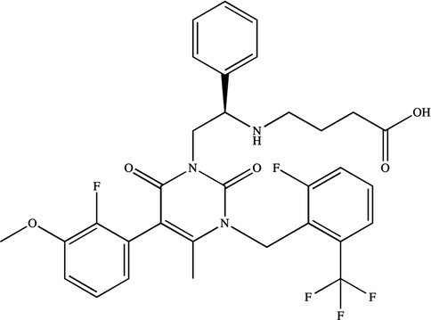 The chemical structure of elagolix in the present research.