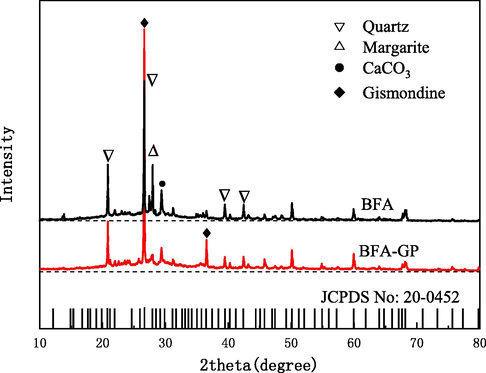 XRD patterns of BFA and BFA-GP.