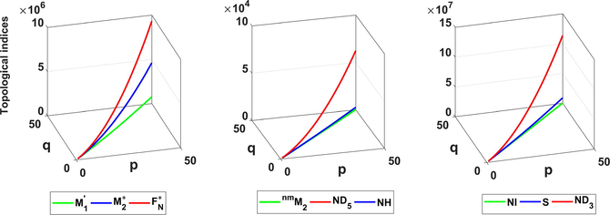 Comparison of different topological indices for TiO 2 [p, q].