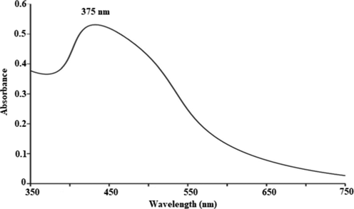 UV–Visible response of Zn NPs synthesized fabricated by employing E. japonica leaves extract.