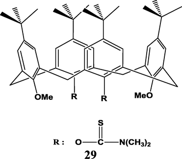 The structure of p-tert-butyl-2,4-dimethoxy-1,3[(dimethyl-thiocarbamoyl)oxy] calix[4]arene (Canpolat, 2007).
