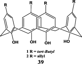 The structure of p-tert-butylcalix[4]arene and p-allylcalix[4]arene (Dong, 2006).