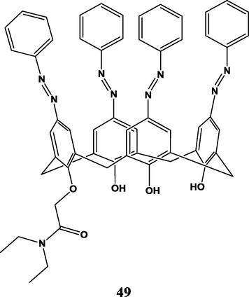 The structure of 5,11,17,23-tetrakis(phenylazo)-25,27,28-trihydroxy-26-mono[(N,N-diethylaminocarbonyl)methoxy]-calix[4]arene (Ebdelli, 2011).